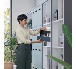 Organiseur de bureau avec poignée en bois, tissu