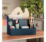 Organiseur de bureau avec poignée en bois, tissu