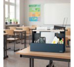 Organiseur de bureau avec poignée en bois, tissu