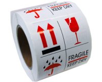 Étiquette d'avertissement 'FRAGILE / KEEP DRY'