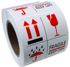 Étiquette d'avertissement 'FRAGILE / KEEP DRY'