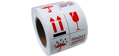 Étiquette d'avertissement 'FRAGILE / KEEP DRY'