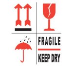 Étiquette d'avertissement 'FRAGILE / KEEP DRY'