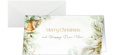 Kerstkaart 'Bells', lang liggend formaat