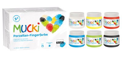 Gouache aux doigts pour porcelaine 'MUCKI', set de 6