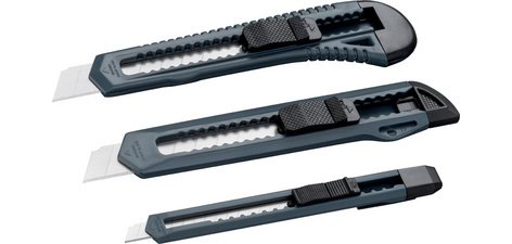 Set de cutters, plastique, lame: 9/18 mm, 3 pièces