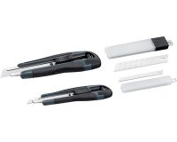 Kit de cutters, plastique, lames: 9/18 mm, 4 pièces