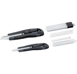 Kit de cutters, plastique, lames: 9/18 mm, 4 pièces