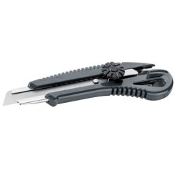 Cutter, plastique, lame 18 mm, avec bouton rotatif