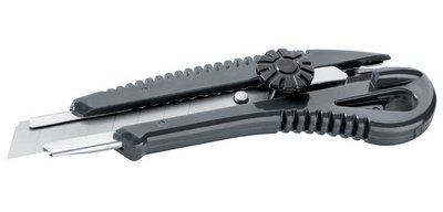 Cutter, plastique, lame 18 mm, avec bouton rotatif