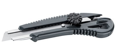 Cutter, plastique, lame 18 mm, avec bouton rotatif