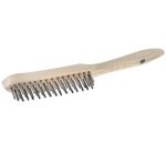 Brosse métallique, manche en bois, 5 rangées