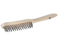 Brosse métallique, manche en bois, 5 rangées