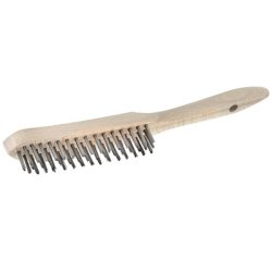 Brosse métallique, manche en bois, 5 rangées