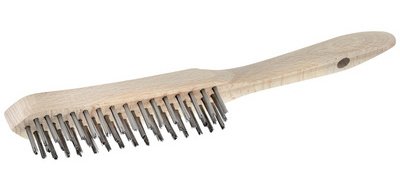 Brosse métallique, manche en bois, 5 rangées