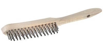 Brosse métallique, manche en bois, 5 rangées