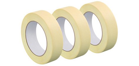 Crepe paper tape, 48 mm x 50 m, pack of 3, cream
