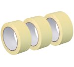 Crepe paper tape, 48 mm x 50 m, pack of 3, cream