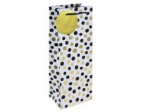Sac cadeau pour bouteille 'Pois noir/or'