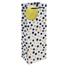 Sac cadeau pour bouteille 'Pois noir/or'
