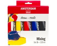 ROYAL TALENS AMSTERDAM Set de peinture acrylique, 5x 120 ml