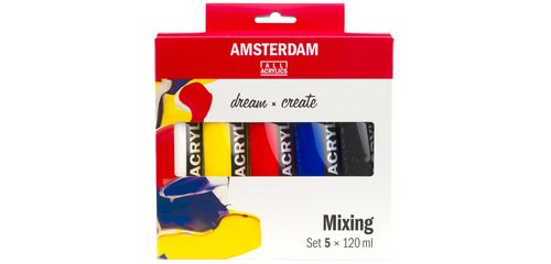 ROYAL TALENS AMSTERDAM Set de peinture acrylique, 5x 120 ml