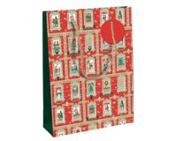 Façades de Noël, sac large 26,5x14x33 cm - Rouge/vert