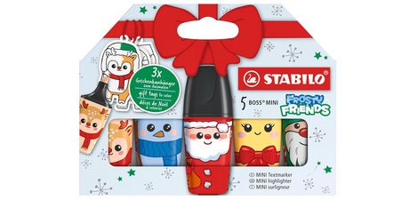 BOSS MINI Textmarker Frosty Friends, Etui mit 5 Stück