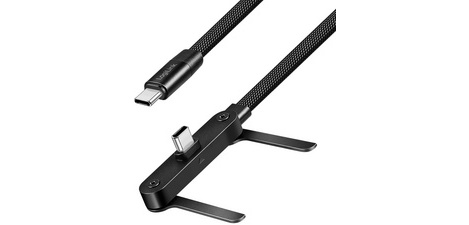 Câble charge & données USB 2.0 avec support, noir