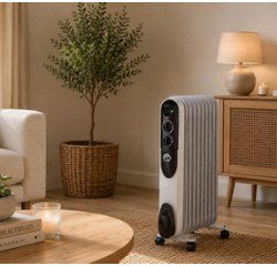 Oliegevulde radiator, 7 ribben, wit