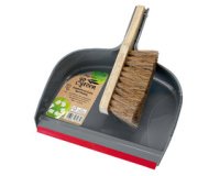 Opveegset met borstel en blik plastic rood