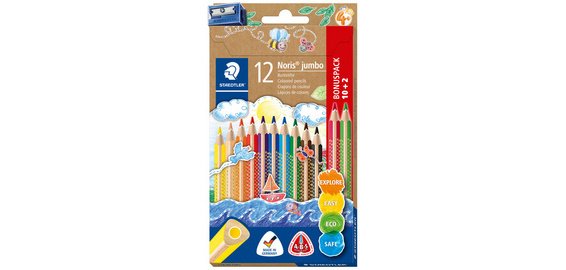 Crayon de couleur Noris jumbo, étui 10+2