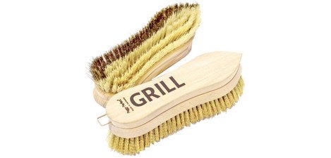 'GRILL' metal brush, natural wood