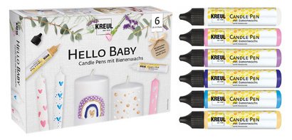 Candle Pen 'Hello Baby', set of 6