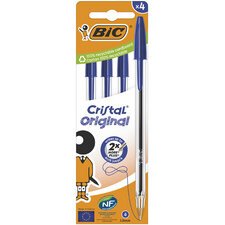 BIC Stylo à bille Cristal Original, boîte carton de 4