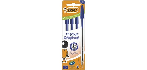 BIC Stylo à bille Cristal Original, boîte carton de 4