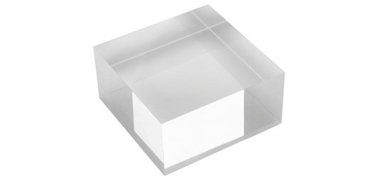 Bloc d'acrylique, 75 x 75 x 25 mm, transparent