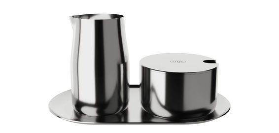 Service lait & sucre, en inox, poli, 4 pièces