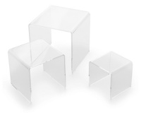 Podium carré, transparent, set de 3