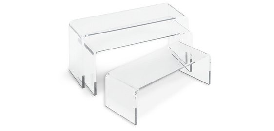 Rechthoekig display transparant - set van 3 stuks