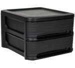 Module de classement STONE, 2 tiroirs, PP, noir