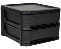 Module de classement STONE, 2 tiroirs, PP, noir