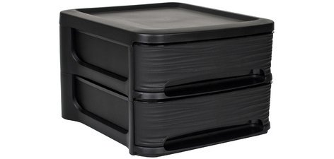 Module de classement STONE, 2 tiroirs, PP, noir