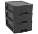 Module de classement STONE, A5, 3 tiroirs, PP, noir