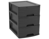 Module de classement STONE, A5, 3 tiroirs, PP, noir