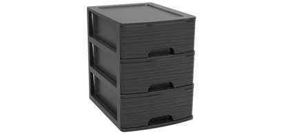 Module de classement STONE, A5, 3 tiroirs, PP, noir