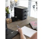 Module de classement STONE, A5, 3 tiroirs, PP, noir