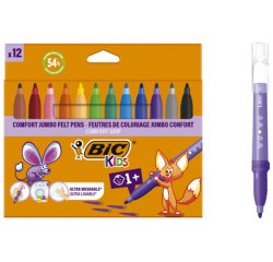 BIC KIDS Feutre Comfort Jumbo, étui en carton de 12