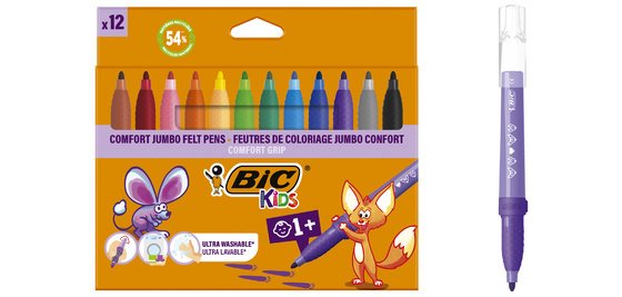 BIC KIDS Feutre Comfort Jumbo, étui en carton de 12