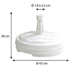 Pied de parasol, plastique, rond, 430 mm, blanc